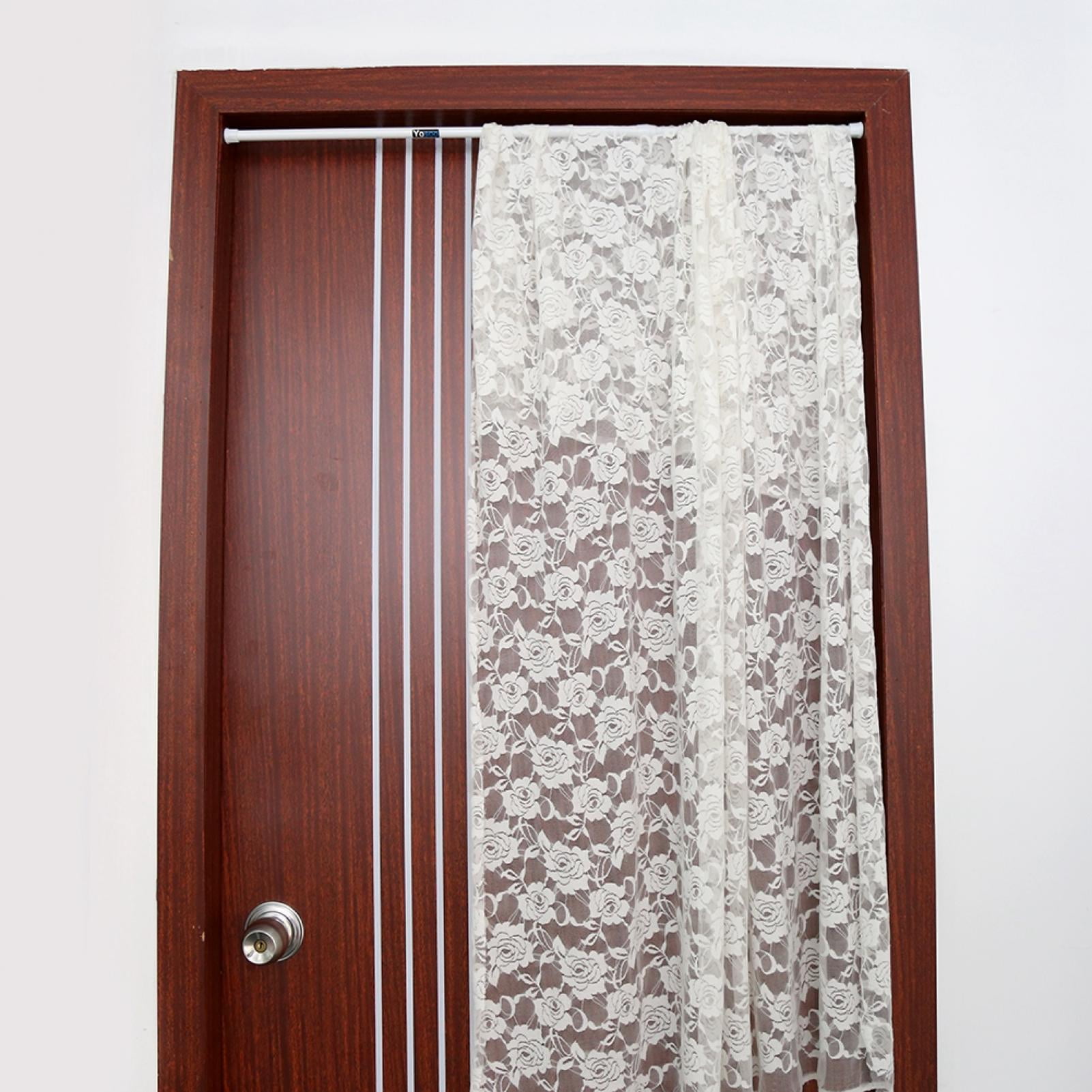 Tebru Curtain Rail,Extendable Spring Telescopic Shower Bathroom Window Curtain Rail Loaded Pole Rod 55-90cm, Shower Curtain Rail