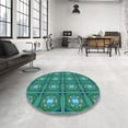 thumbnail image 4 of Ahgly Tapis Rond Lavable en Machine Intérieur Transitionnel Vert Profond, 8 Pieds Rond, 4 of 7
