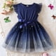 thumbnail image 3 of Ropa informal para niñas, vestidos de malla de cielo estrellado, mangas voladoras, tutú de tul para niños pequeños de 2 a 6 años, vestido sólido 2024, 3 of 4