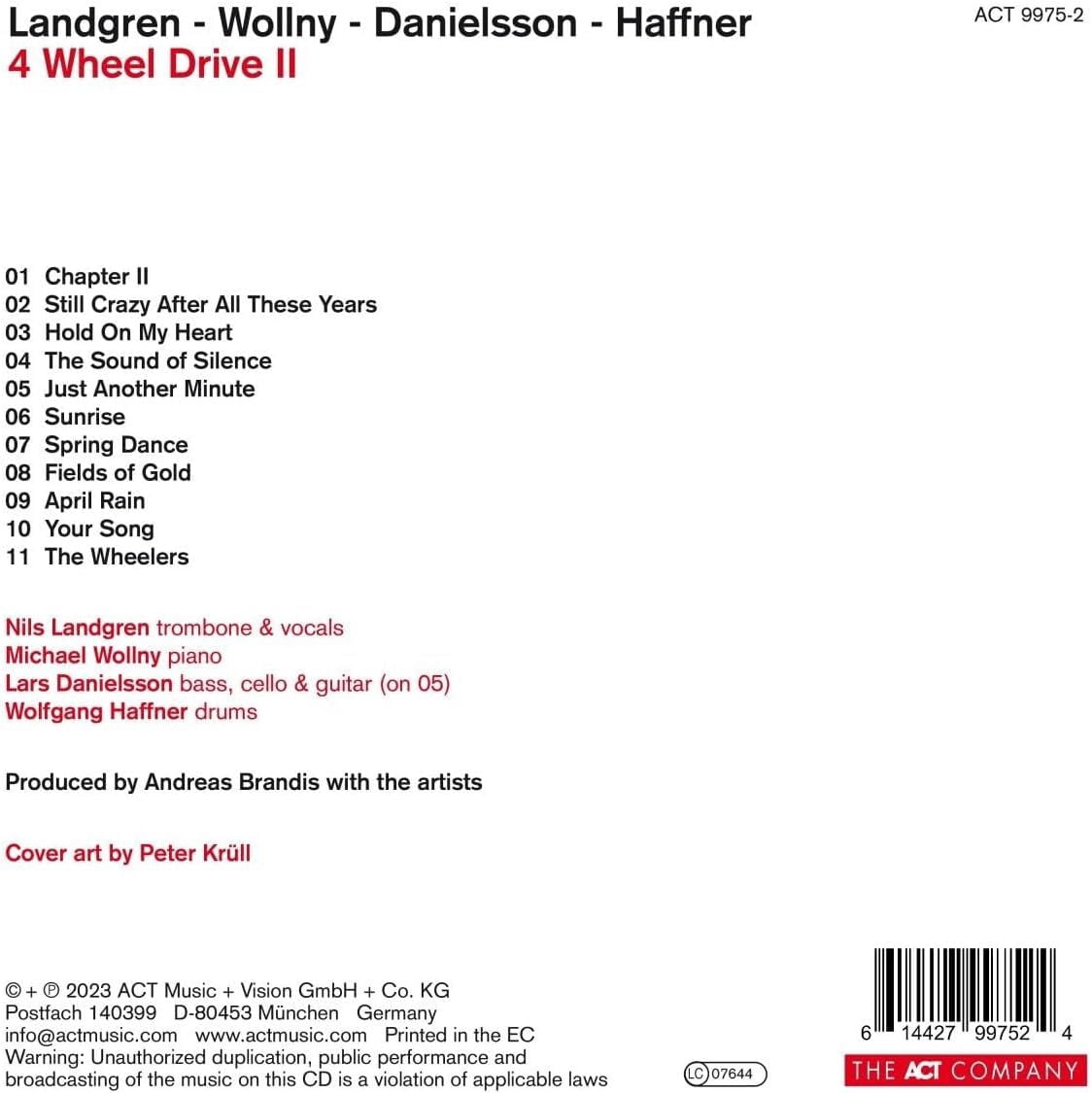 Landgren,Nils / Wollny,Michael / Danielsson,Lars - 4 Wheel Drive II - Music & Performance - CD
