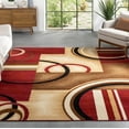 thumbnail image 1 of Well Woven Deco Rings Red Geometric Modern Casual Area Rug 5x7 (5'3" x 7'3") Easy to Clean Stain Fade Resistant Shed Free Abstract Contemporary Color Block Boxes Lines Soft Living Dining Room Rug, 1 of 5