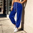thumbnail image 4 of Women's High Waist Velvet Jogger Sweatpants, Ghalytn Drawstring Elastic Waist Soft Velour Casual Pants with Side Pockets, 4 of 7