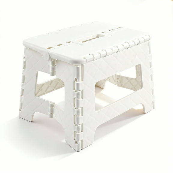 MH-Folding Step Stool  for Adults Holds Up  Non-Slip Folding Stools with Portable Handle Compact Plastic Foldable Step Stool for Bathroom Bedroom Kitchen