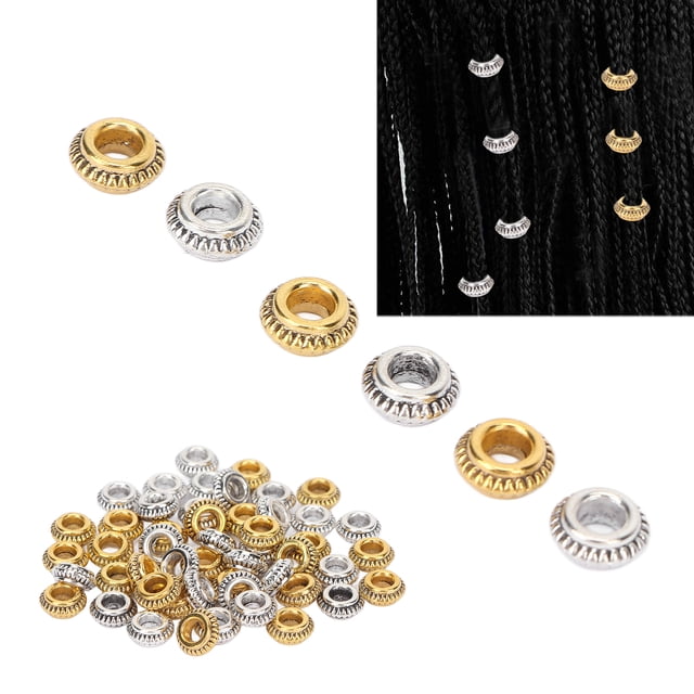 Anillos de Trenzado de Cabello, PLETADO Dorado Simple Barba de Barba Perlas de Trenza Aleación de Zinc Fácilmento coincide para Joyas de BricolaJe