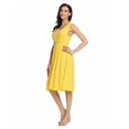thumbnail image 6 of New Women V-Neck Sleeveless Solid Fit and Flare Casual Dress HFON, 6 of 7