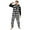 Black, variant on Men's Long Sleeve Flannel Christmas Printed Jumpsuit Zipper Hood Pyjamas Nightwear