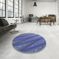 thumbnail image 3 of Ahgly Company Indoor Round Patterned Denim Blue Area Rugs, 5' Round, 3 of 6