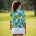 thumbnail image 5 of Uorisanigo Palm Trees Women's 3/4 Sleeve Golf Top Size M Comfortable Fashionable Quick Dry Athletic Polo Shirts with Zip Up Collar Versatile Tennis Tops Soft Breathable for Women, 5 of 7