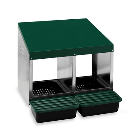 Homestead Essentials 2 Compartment Roll Out Nesting Box For Up To 10 Hens | Heavy Duty Nest Box For Chicken and Poultry With Compact Lid Design
