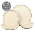 thumbnail image 5 of Gibson Elite Laguna Bliss 16 Piece Stoneware Reactive Glaze (Service for 4) Ceramic Plates and Bowls Dinnerware Set - Matte Cream White W/ Terracotta Bottom, 5 of 16