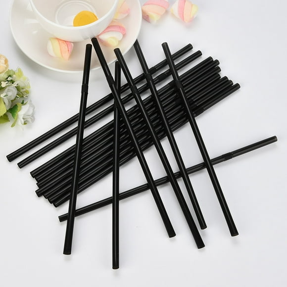 100 Pcs Pailles Longues Flexibles Noires 260Mm/256Mm/210Mm pour Mariage