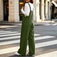 thumbnail image 5 of Womens Corduroy Wide Leg Overalls, Loose Soft Jumpsuit with Pockets, Vintage Fashion Pants for Daily Business Casual Travel Wear | VerBelle,Army Green L, 5 of 9