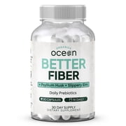 Organics Ocean Better Fiber Supplement with Psyllium Husk & Slippery Elm – 90 Capsules – Gut & Digestive Support