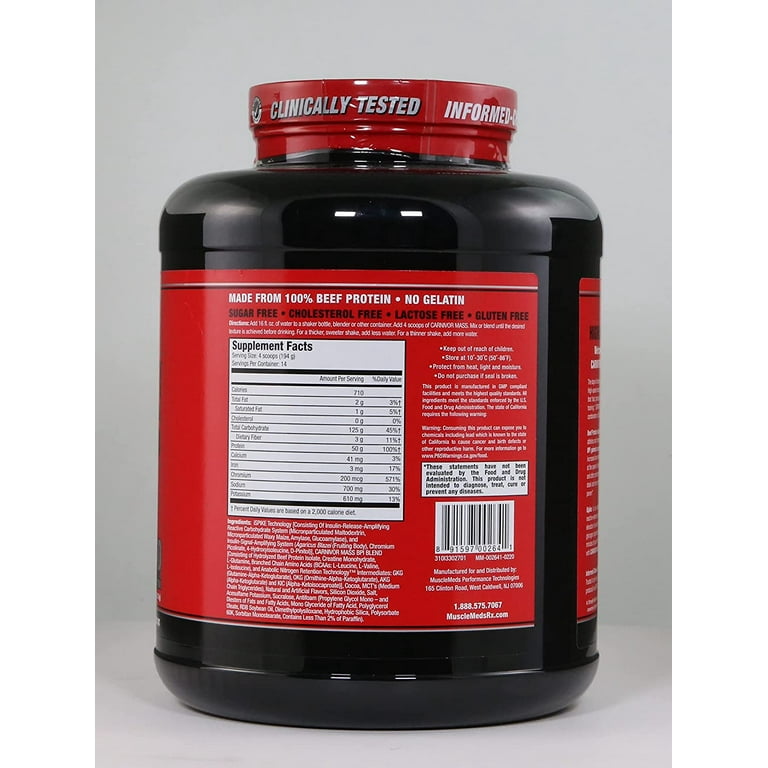 Muscle Meds Carnivor Mass - Beef Protein Builder Powder, Chocolate