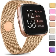 Mugust Metal Loop Band Compatible with Fitbit Versa 2 / Fitbit Versa/Fitbit Versa Lite Edition Bands, Adjustable