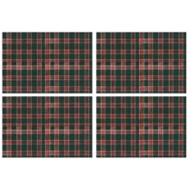 Green and Red Christmas Plaid Pattern Summer Placemats Table Placemats Set Of 4-Linen Kitchen Washable Placemats Table Mats 11.8"x17.7" Non-Slip Heat Resistant