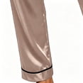 thumbnail image 5 of CAZOFW Womens Pajama Sets,Satin Button up Short Sleeve Top Long Pants Set,Silky Lounge Sleepwear Sizes M-5X, 5 of 5