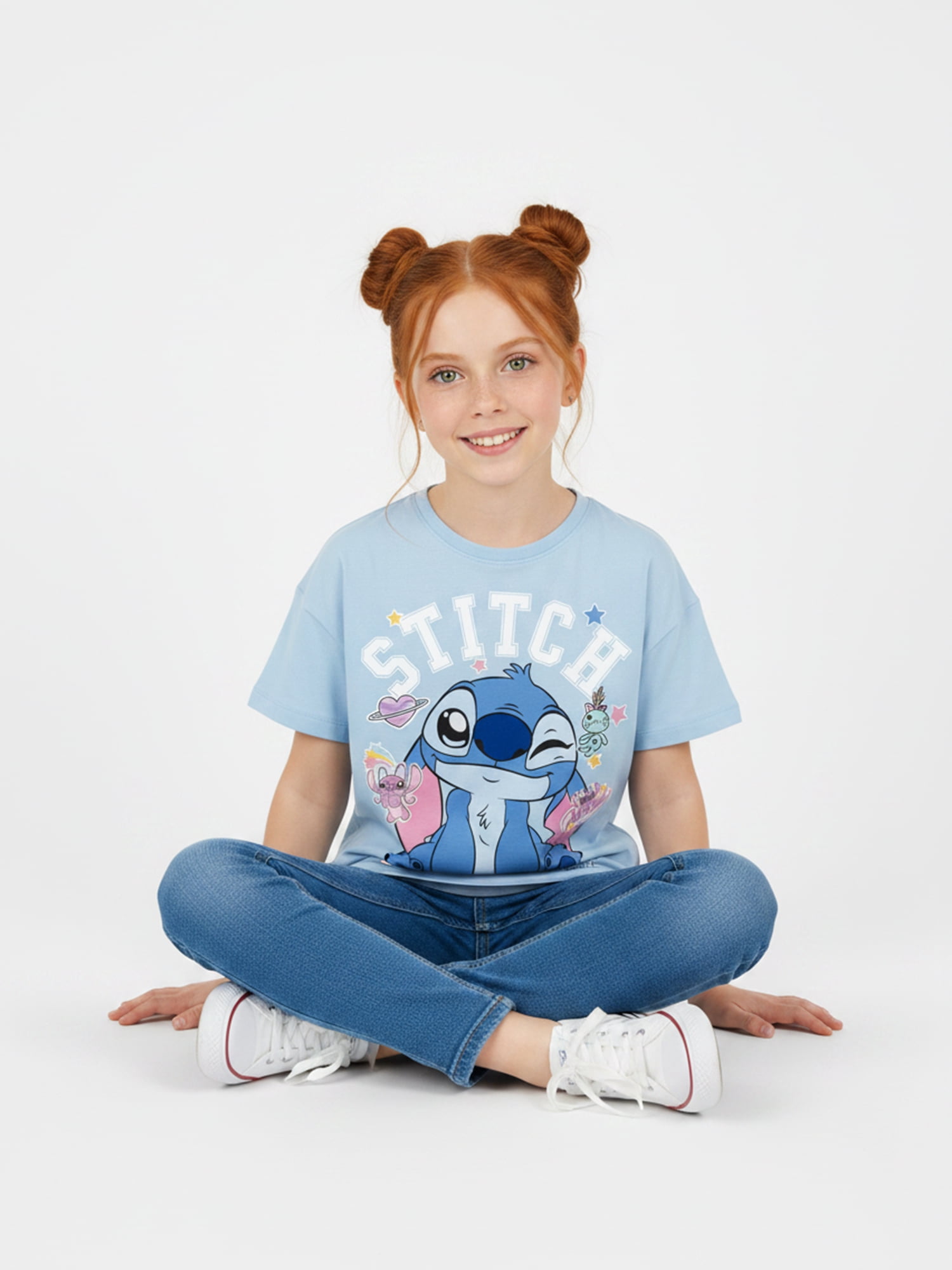 Lilo & Stitch Girls' Graphic Tee with Short Sleeves, Sizes 4-16