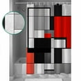 thumbnail image 3 of Extra Long Shower Curtain 72x84 Inch, Black Red Geometric Shower Curtain Waterproof Bathroom Decor Red White Abstract Art Modern Fabric Bath Curtain Set Accessories with Hooks, 3 of 6