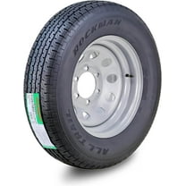 ROCKMAN Wheel Assembly ST225/75R15 10-Ply E 117M 6 Lug on 5.5" PCD Silver Mod Rim Trailer Tire