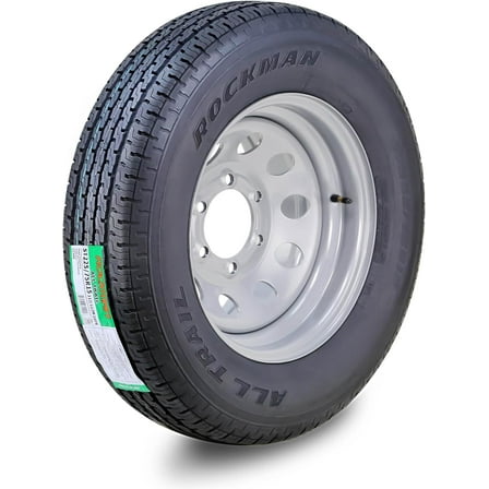 ROCKMAN Wheel Assembly ST225/75R15 10-Ply E 117M 6 Lug on 5.5" PCD Silver Mod Rim Trailer Tire