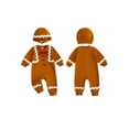 thumbnail image 2 of BemeyourBBs Newborn Baby Girls Boys Christmas Outfit Gingerbread Jumpsuit Long Sleeve Crewneck Gingerbread Man Romper with Hat, 2 of 8