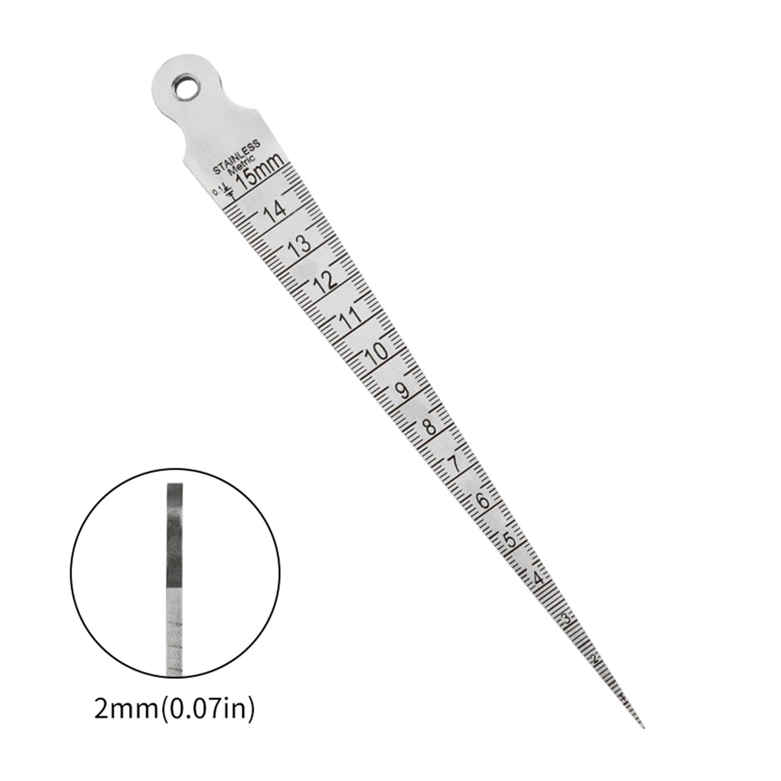 1PC Taper Gauge Feeler 1-15mm Stainless Steel Gap Hole Measuring Tool Double Side Wedge Aperture Scale ,Corrosion-Resistant