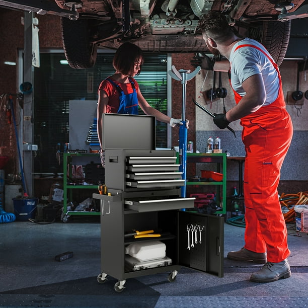 Costway 2 in 1 Tool Chest & Cabinet with Sliding Drawers Rolling