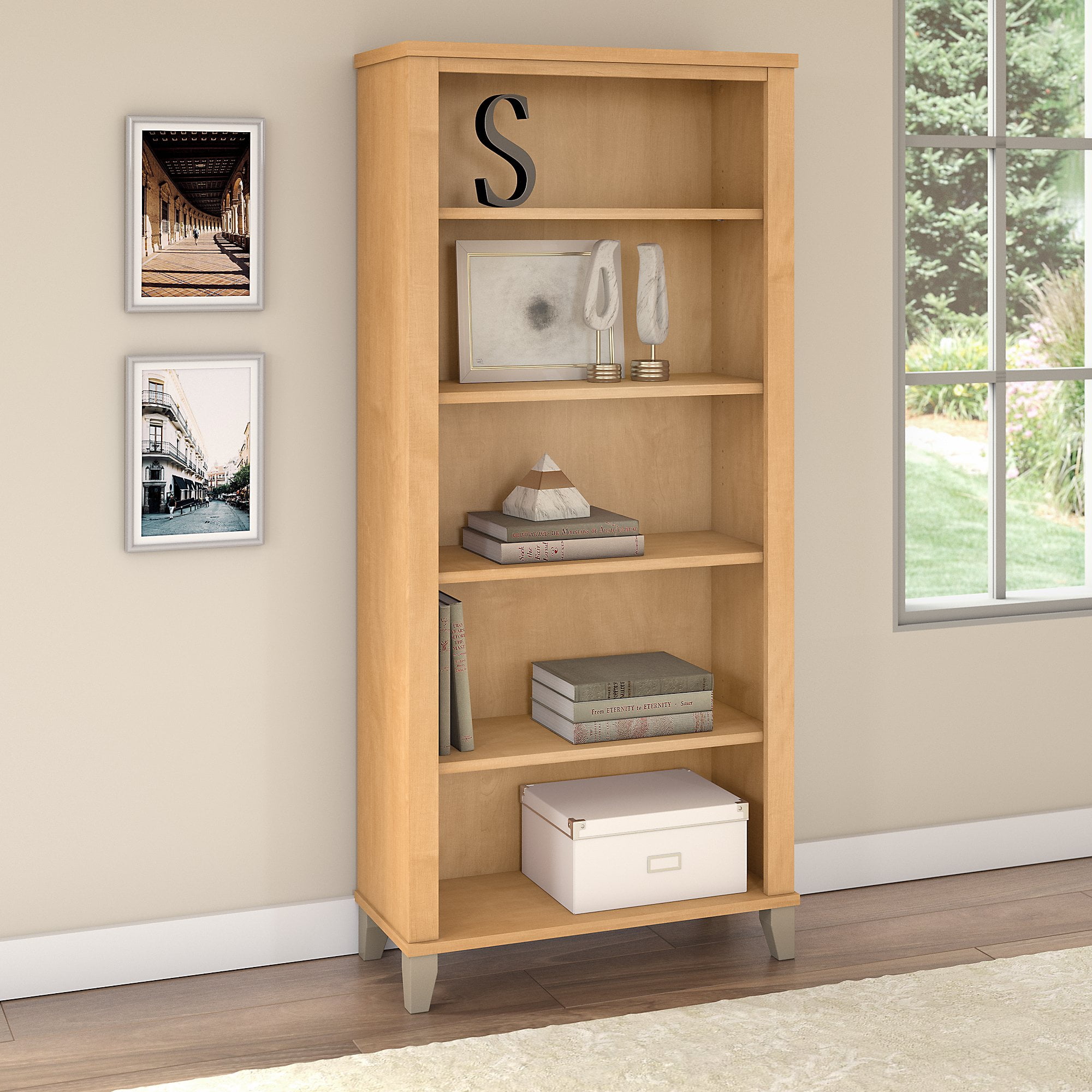 Bush Furniture Somerset 5 Shelf Bookcase in Maple Cross