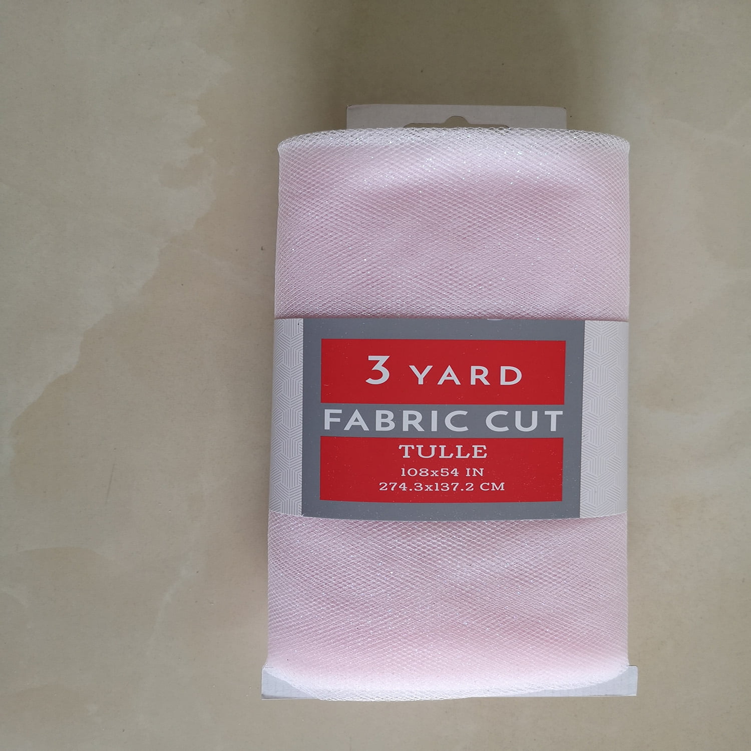 Fc 54"*3yd glitter precut tull fabric light pink,100% polyester