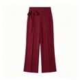 thumbnail image 5 of Cmfcve Women's Plus Size Elegant Side Tie Waist Work Office Trousers High Waisted Wide Leg Pants Business Casual Straight Leg Pants, 5 of 5
