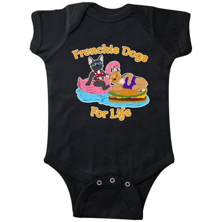 

Inktastic Cute French Bulldogs On Pool Floaties Frenchie Dogs For Life Gift Baby Boy or Baby Girl Bodysuit