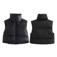 thumbnail image 4 of Txlixc Chaleco de mujer, chaqueta de algodón vintage de cuello corto, cremallera de cuello vertical Txlixc  moda, 4 of 6