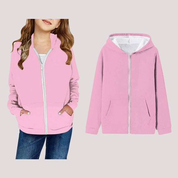 Kids Hoodies Zip up Hoodie Long Sleeve Soft Sweatshirts Top Fall Winter Clothes Girls Hoodies Size 7-8 Years