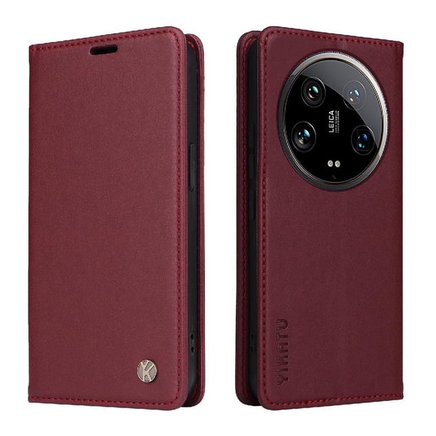 Funda para Xiaomi 14 Ultra Estuche de Cuero PU Tipo Cartera con Ranuras para Tarjetas y Cierre Magnético