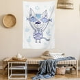 thumbnail image 2 of Fish Tapestry, Naughty Cat with Fish in Striped T-shirt Anchor Pendant and Nautical Maritime Sign, Wall Hanging for Bedroom Living Room Dorm Decor, 40W X 60L Inches, Blue Grey, by Ambesonne, 2 of 5