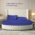 thumbnail image 2 of 500-TC Egyptian Cotton California King Round Bed Sheet Set – Fits 96" Diameter Mattress, 9–12" Deep Pocket – Solid Royal Blue, California King 96" Diameter, 2 of 6