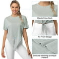 thumbnail image 3 of Women's Short Sleeve Shirt Tie Front Top Crew Neck Sports Shirt Loose Fit, 3 of 6