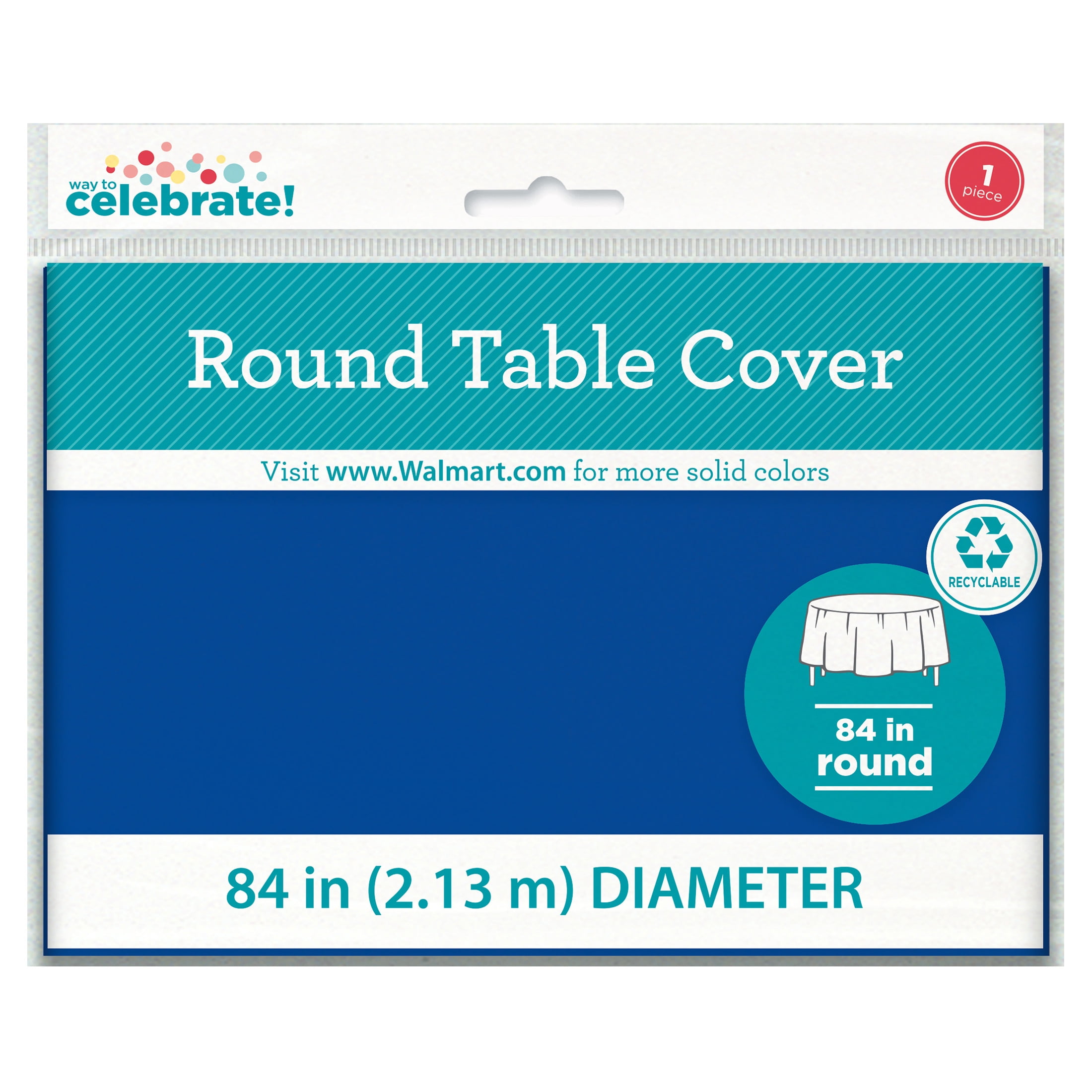 1CT 84IN Blue Round Plastic Table Cover by Way To Celebrate