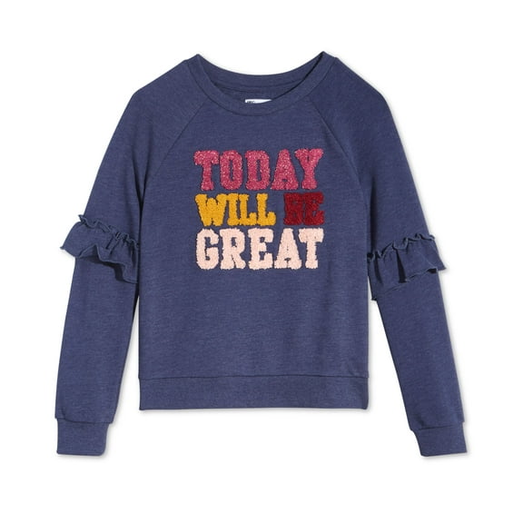 Epic Threads Big Girls Ruffle Sleeve Sweatshirt Navy M (10/12)