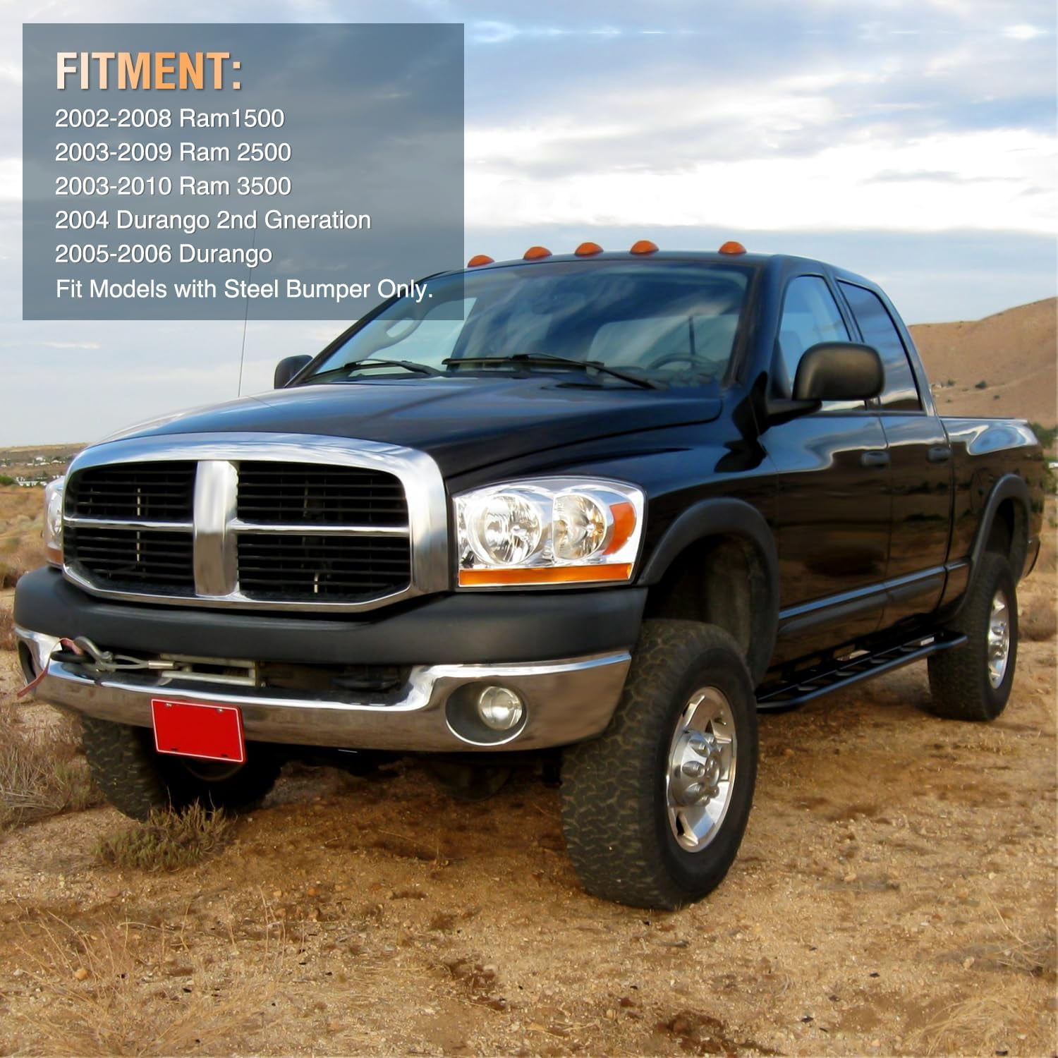 Nilight Fog Lights Assembly Compatible with 2002 2003 2004 2005 2006 2007 2008 Dodge Ram 1500 2003-2009 Ram 2500 3500 2004 Durango 2nd Generation 2005 2006 Durango w/9006 55W bulbs