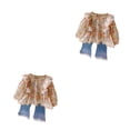 thumbnail image 3 of QualitChoice Girl Coat Set Kid Suit Children Outfit Washable Skin Close Lace Outdoor Daily Exquisite Clothes Spring Trousers Beige 140cm 2PCS, 3 of 6