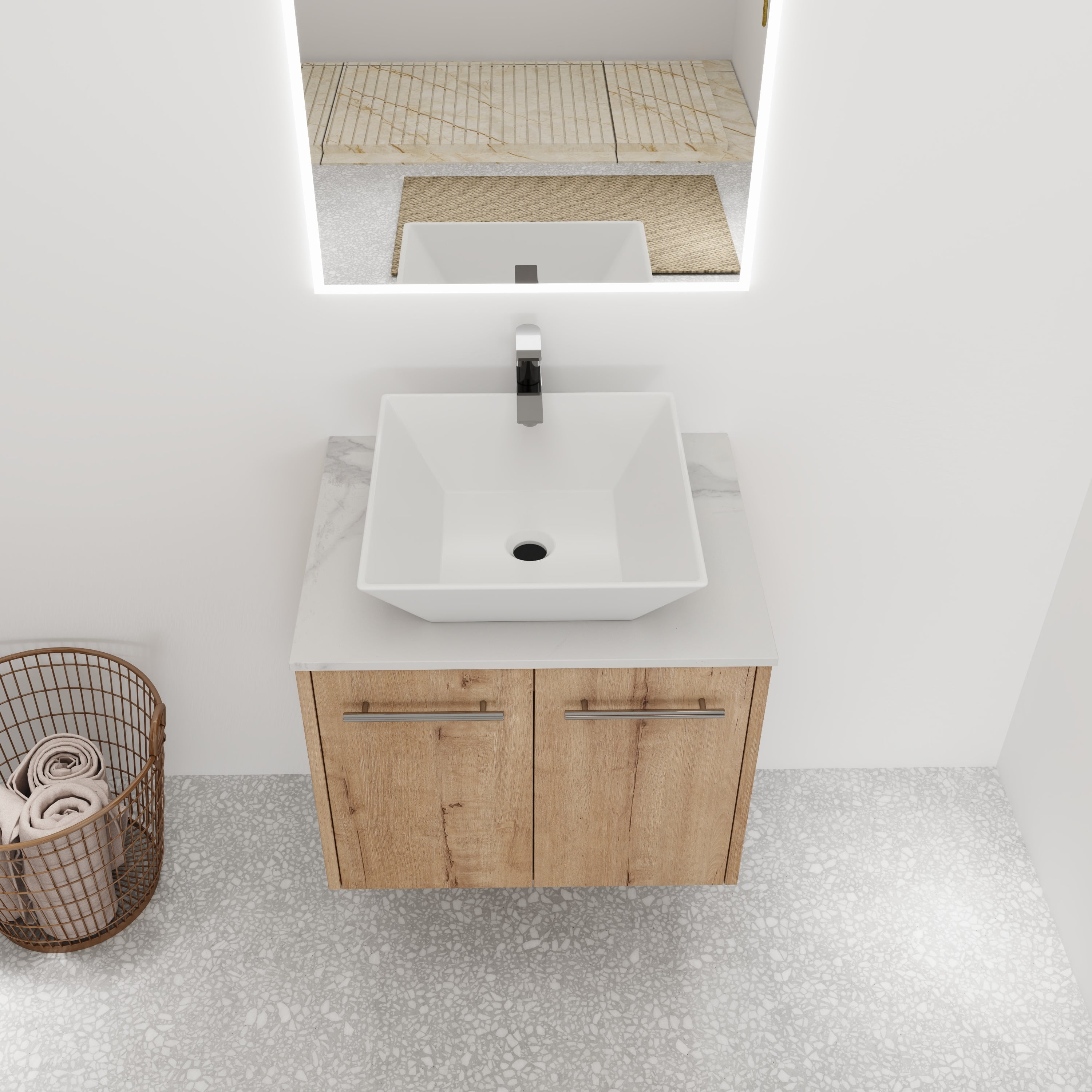 BNK 24 Inch Bathroom Vanity With Sink, Modern Wall Mount Floating