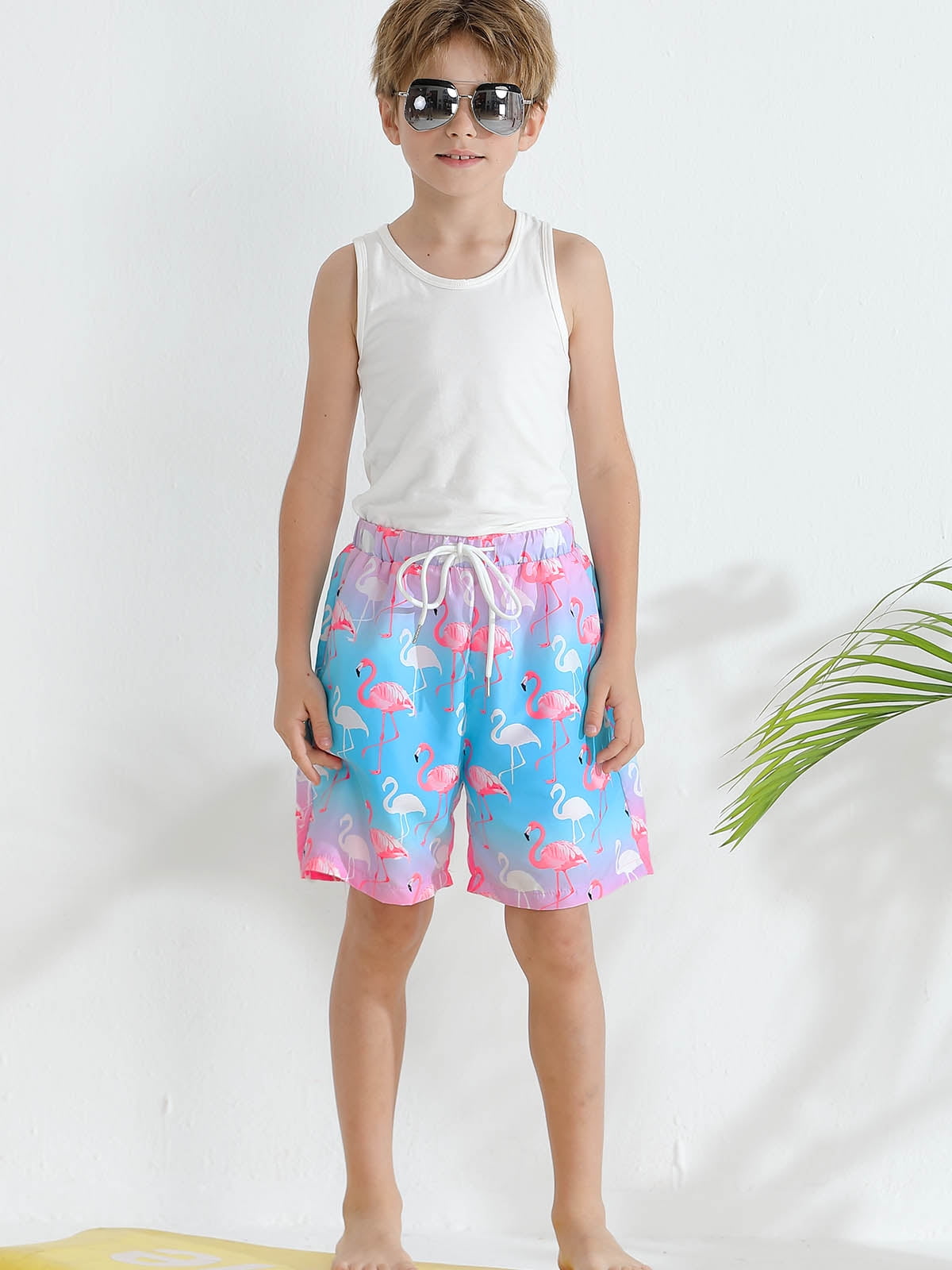 URMAGIC 3 Pack Boys Swim Trunks with Boxer Brief Liner Compression Anti Chafe Swimming Shorts Stretchy UPF Quick Dry Swimsuit 5-16 Years