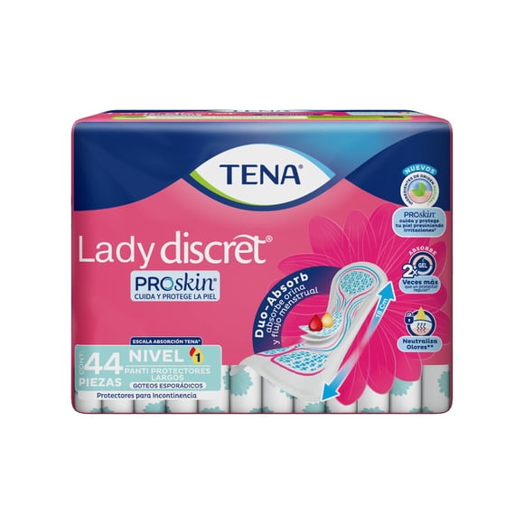 Pantiprotectores Tena Lady Discret largos 44 pzas