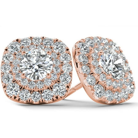1 Carat T.W. Diamond 10kt Rose Gold Double-Halo Stud Earrings