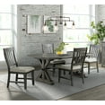 thumbnail image 3 of Trestle 5PC 96" Rectangle Extendable Dining Table Set in Distressed Gray Wood, 3 of 4