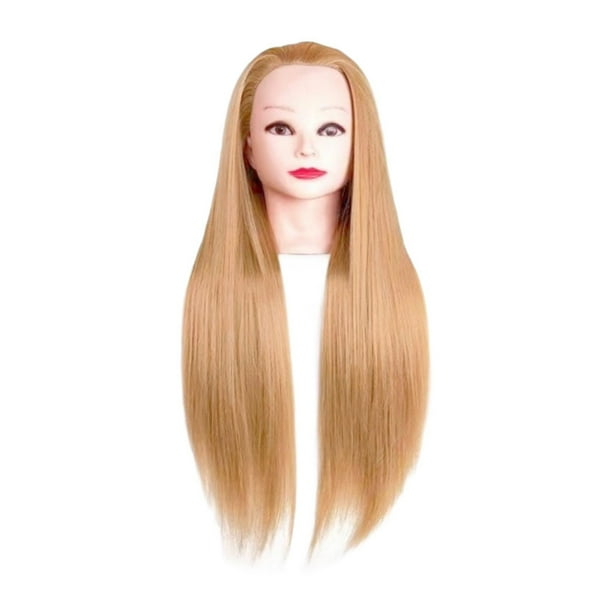 Cabezal de entrenamiento de peluquería Mannequin Head Multipurpose Practice Herramientas Cosmetología Cabeza de muñeca para acondicionamiento de Oro claro