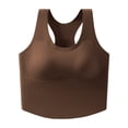 thumbnail image 4 of Nfurl Longline Sports Bras for Women High Impact Molded Cup Racerback Sports Bra High Support Push up Wireless Workout Gym Yoga Crop Tops Brown,XXL, 4 of 5