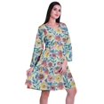 thumbnail image 3 of Moomaya Robe Courte Évasée Imprimée de Designer, Manches Longues, Tunique en Velours, Robes pour Femmes, 3 of 6